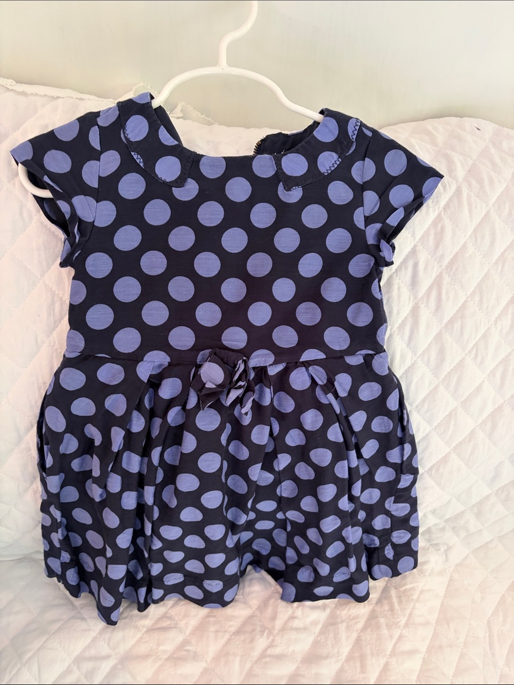 J. Crew Navy and Light Blue Polka Dot Dress for Girls CrewCuts
